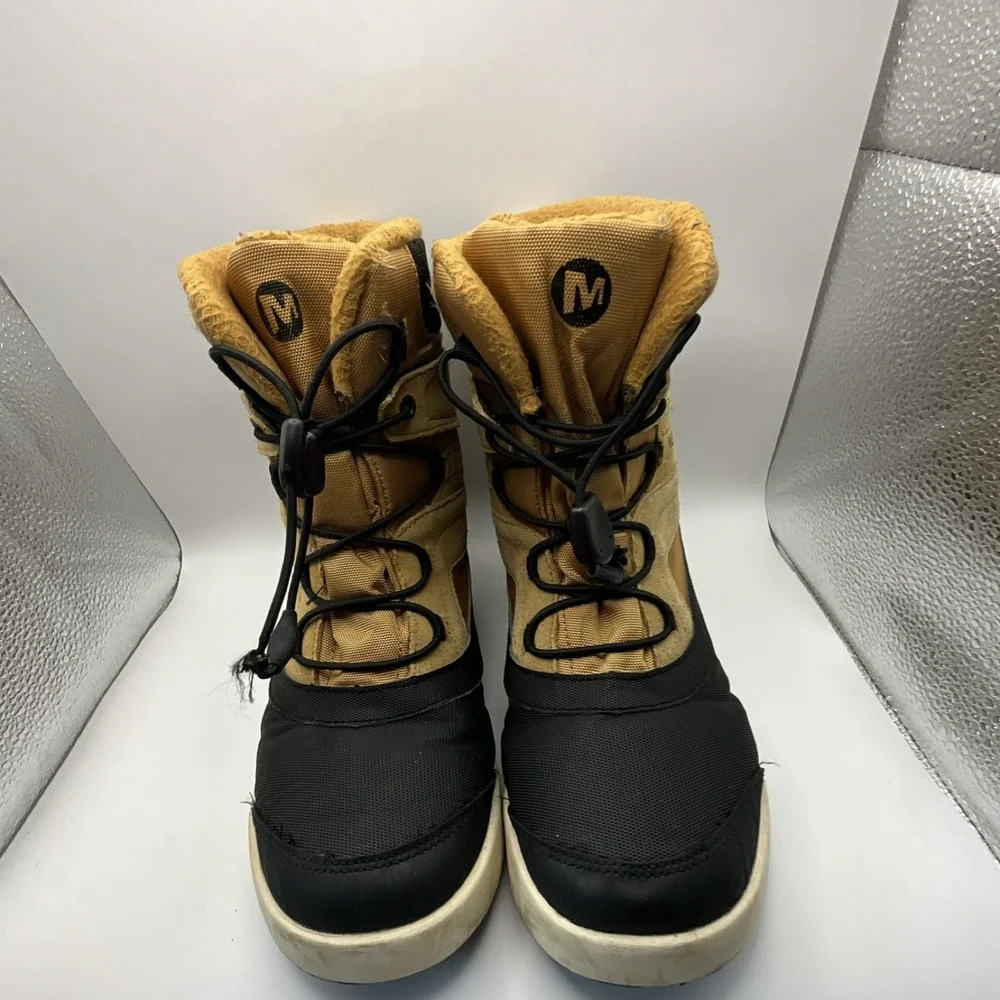 Merrell Snow Bank 2.0 WTRPF Waterproof Boots Black Tan Boys US 6M MY56187